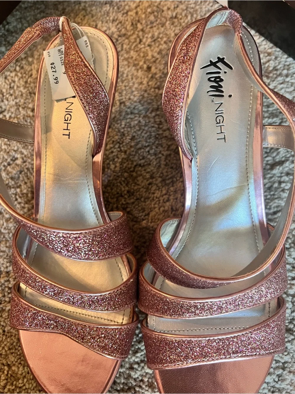 FIONI Clothing Rose Gold Glitter Strappy Heels - Picture 3 of 3